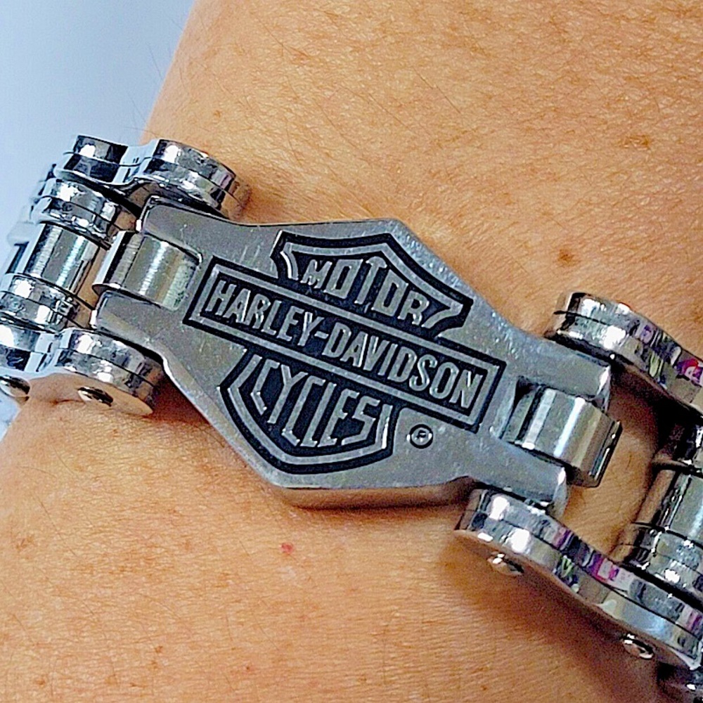 Harley Davidson Stainless Steel Bracelet Biker Shield Motorcycle Customized Size - Picture 3 of 11